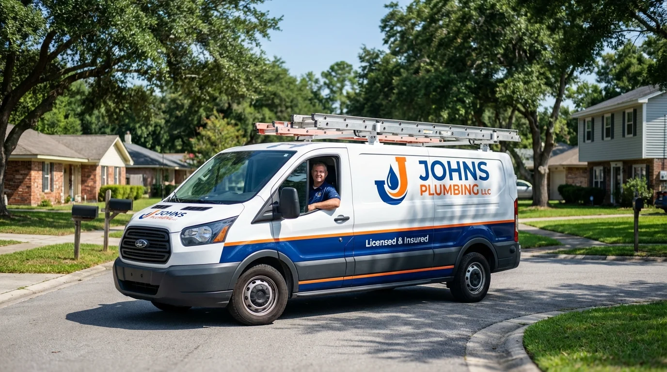 Johns Plumbing LLC service van in Clear Lake, IA