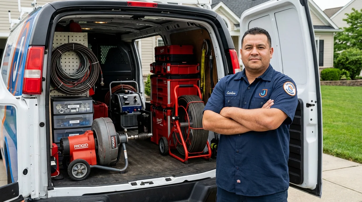 Professional drain cleaning equipment and Johns Plumbing LLC plumber in Clear Lake